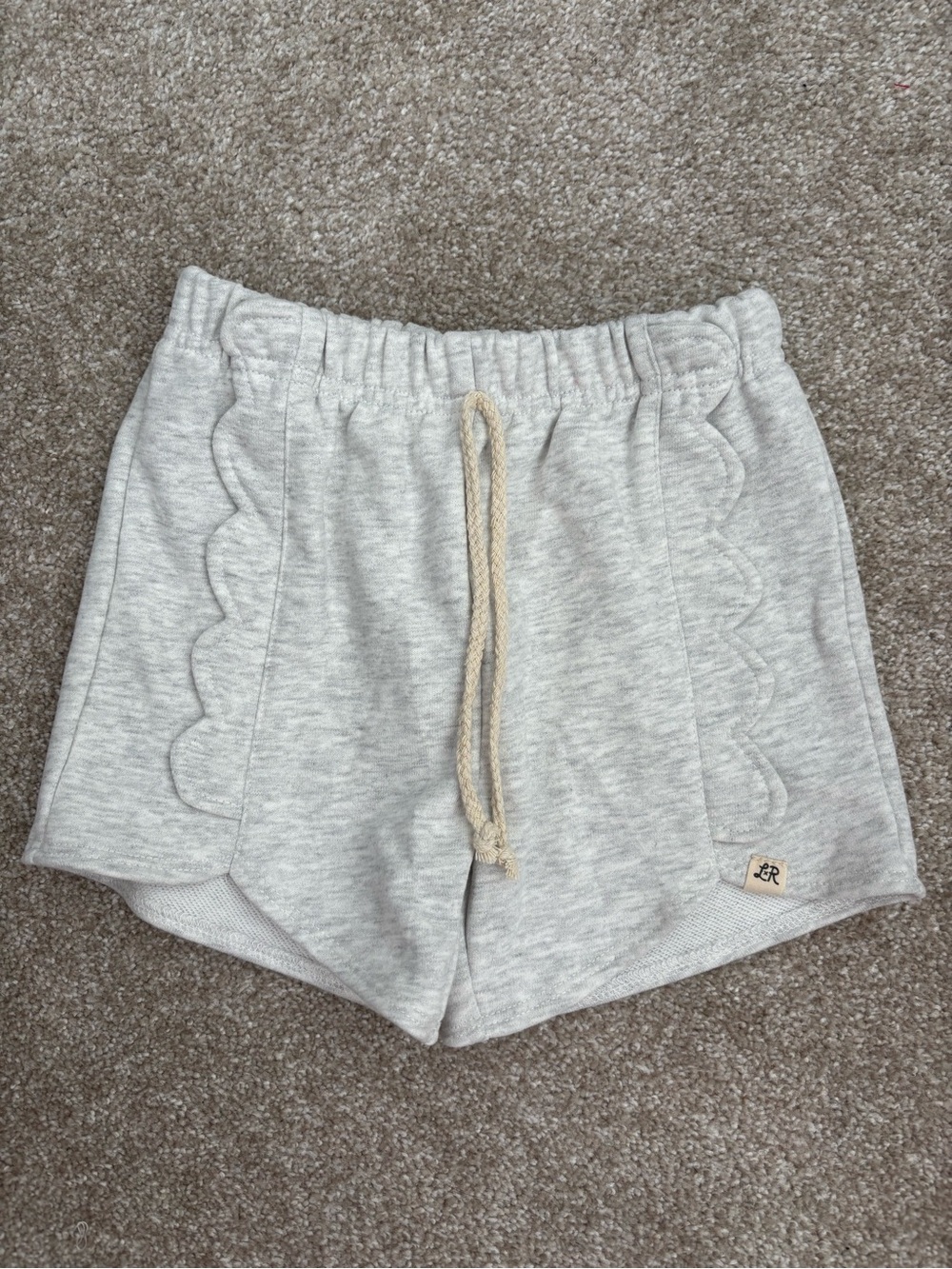 Little Road Co. Girls Scallop Retro Ruffle Shorts 6Y Gray Drawstring Elastic